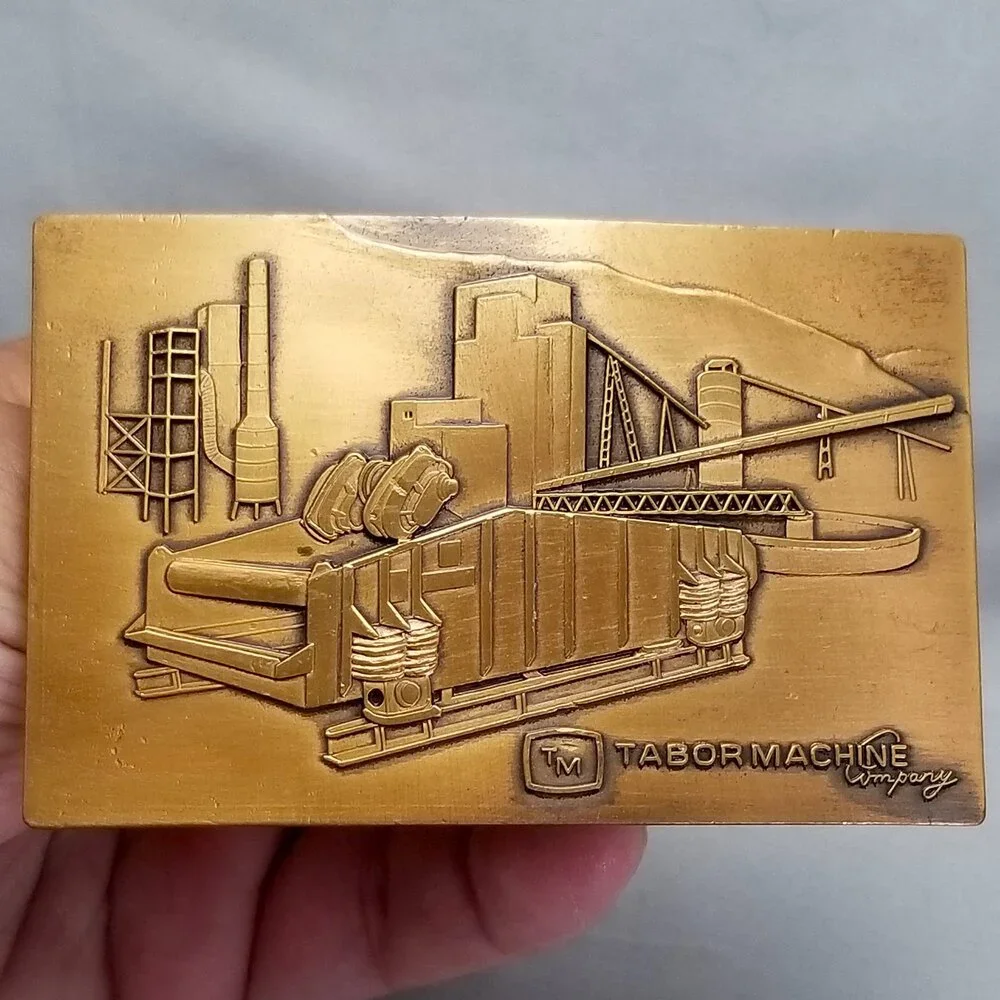 Vintage Belt Buckle Tabor Machine Company Bronze Color‎ Heavy
